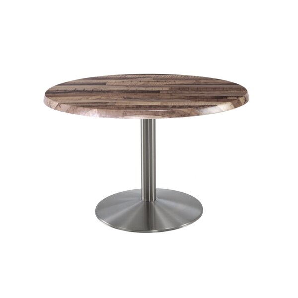 30" Tall OD214 Stainless Steel Table Base 22" Diameter 36" Diameter Rustic Top